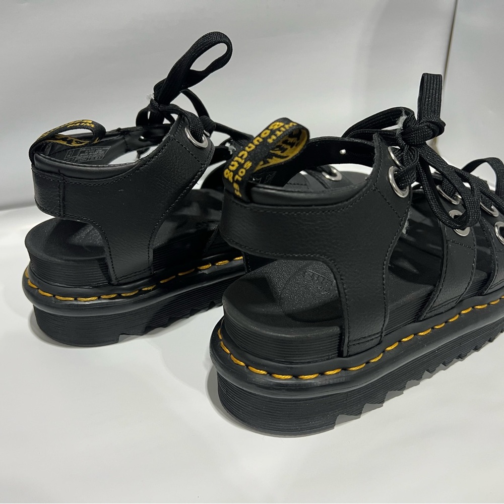 Dr. Martens Black Blaire Hardware Athena Leather Strap Sandals - Picture 7 of 10